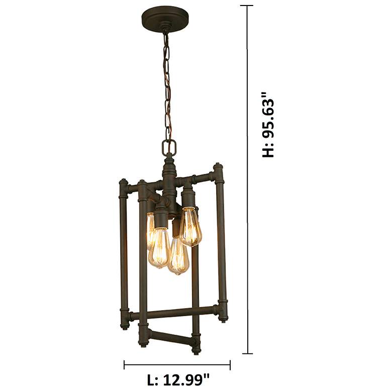 Image 3 Wymer - 4-Light Tall Rectangular Pendant - Matte Bronze more views