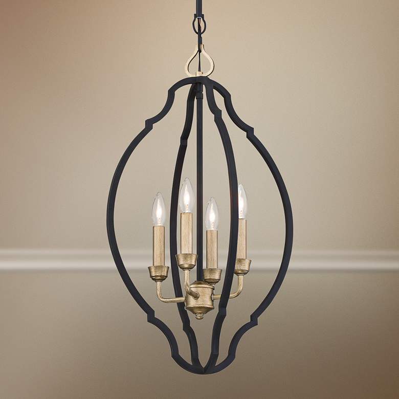 Image 1 Wyndmere 14 inch Wide Sand Black and Gold 4-Light Foyer Pendant