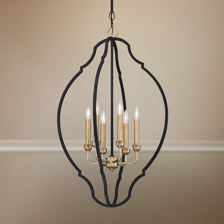 Image 1 Wyndmere 20 inch Wide Sand Black and Gold 6-Light Foyer Pendant