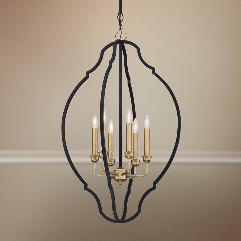 Image 1 Wyndmere 20" Wide Sand Black and Gold 6-Light Foyer Pendant