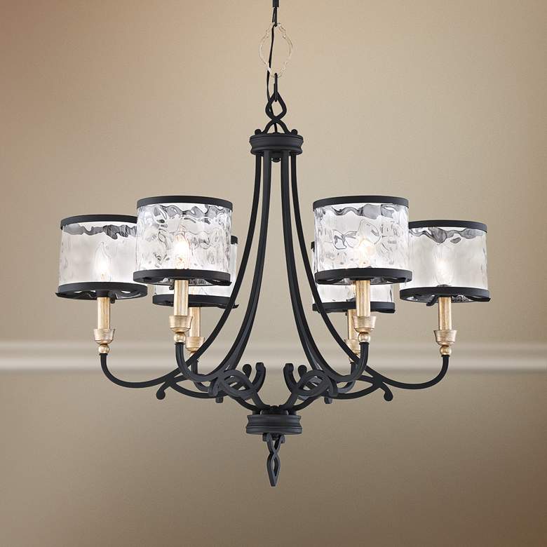 Image 1 Wyndmere 28 1/4 inch Wide Sand Black and Gold 6-Light Chandelier