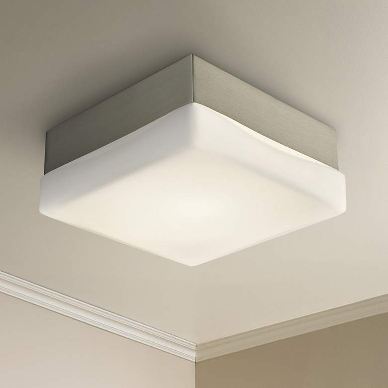 Image 1 Wyngate 5 1/4" Wide Satin Nickel Square LED Ceiling Light