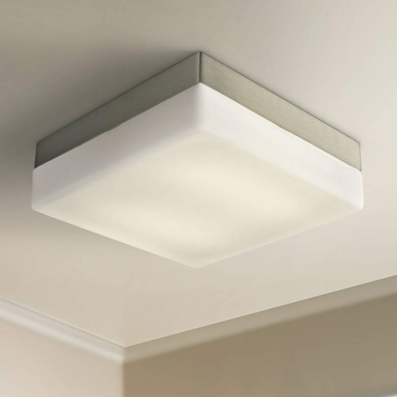 Image 1 Wyngate 9 inch Wide Satin Nickel Square LED Ceiling Light