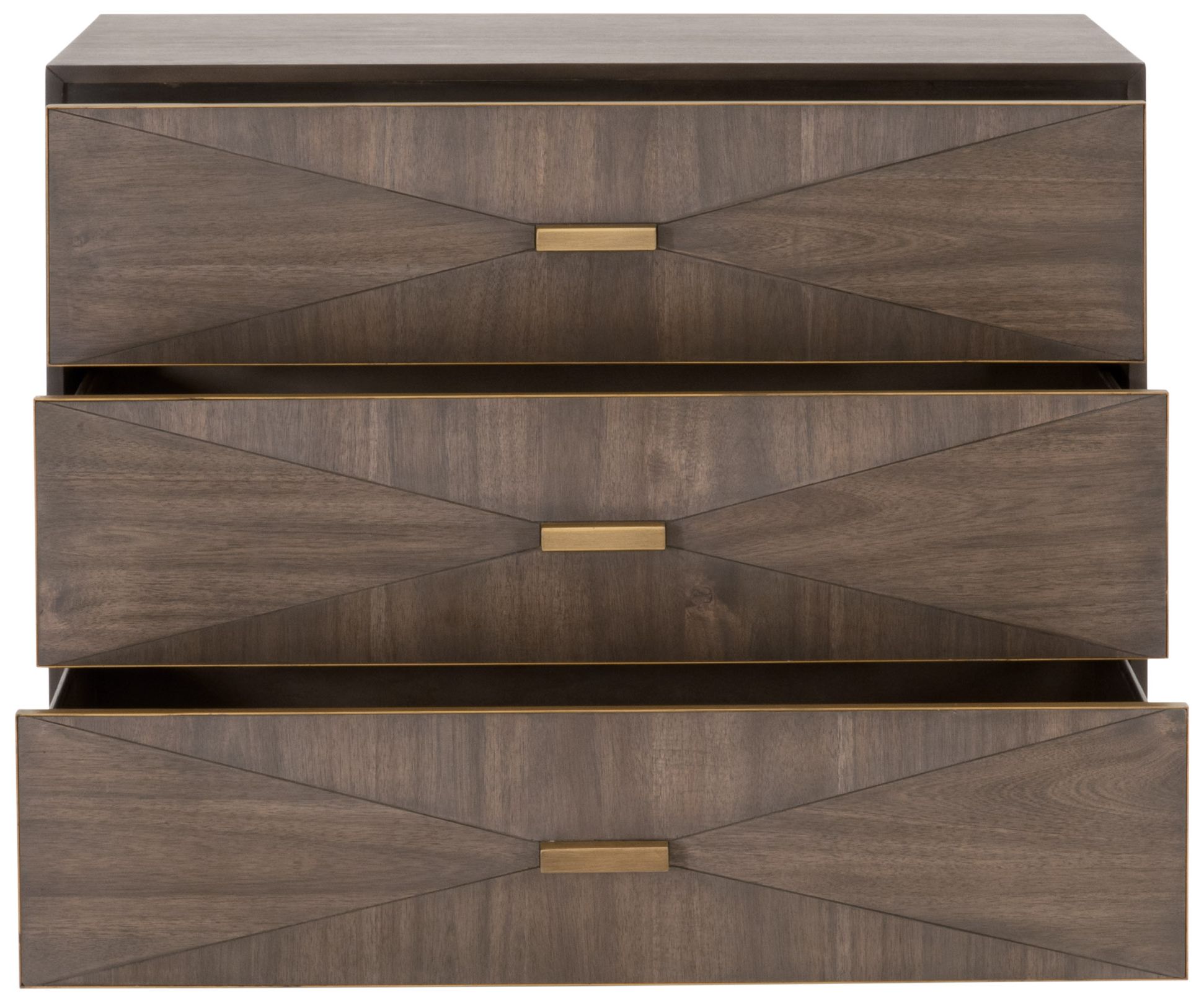 Image 3 Wynn 3-Drawer Nightstand, Burnished Brown, Brushed Gold more views