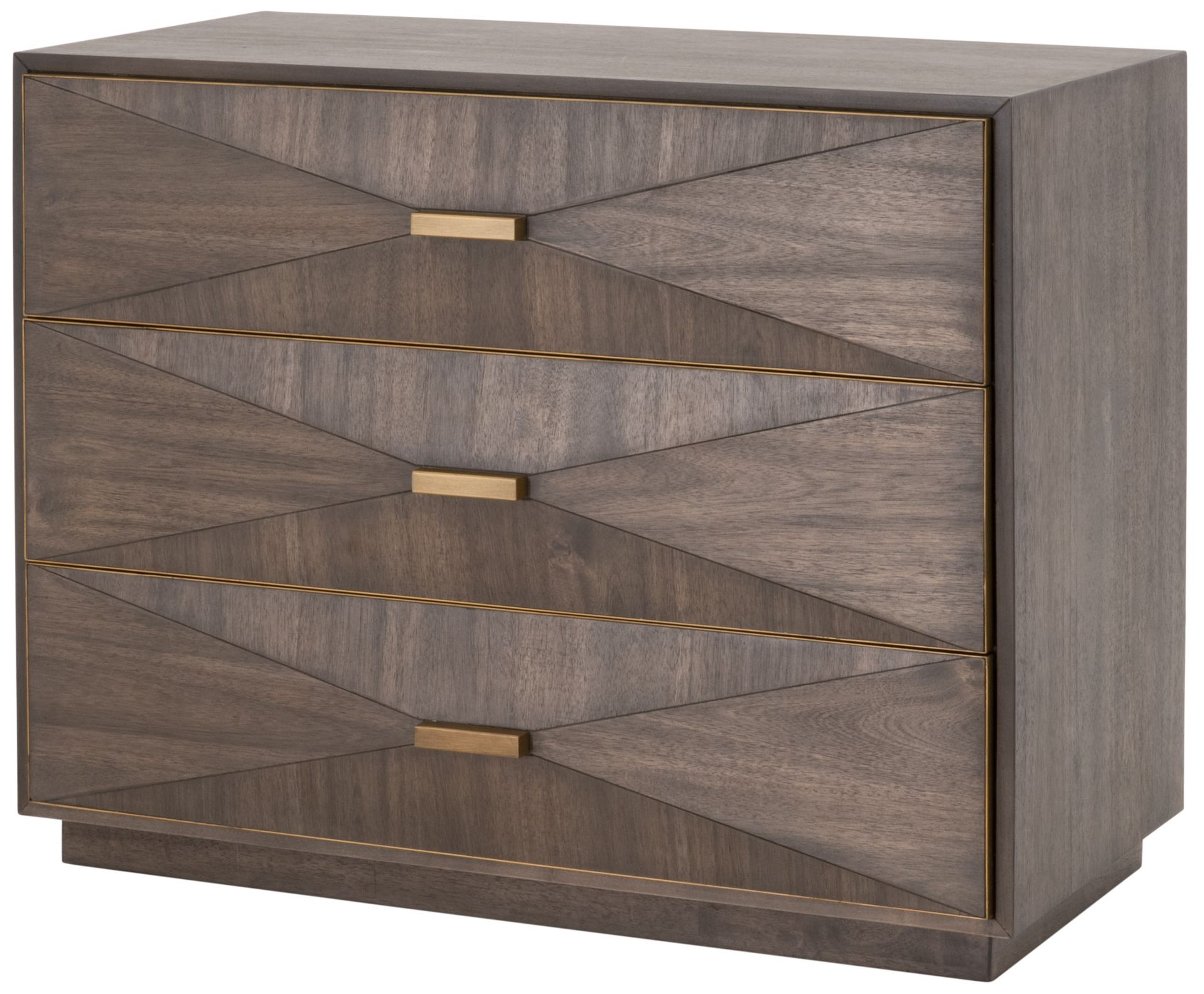 Image 4 Wynn 3-Drawer Nightstand, Burnished Brown, Brushed Gold more views