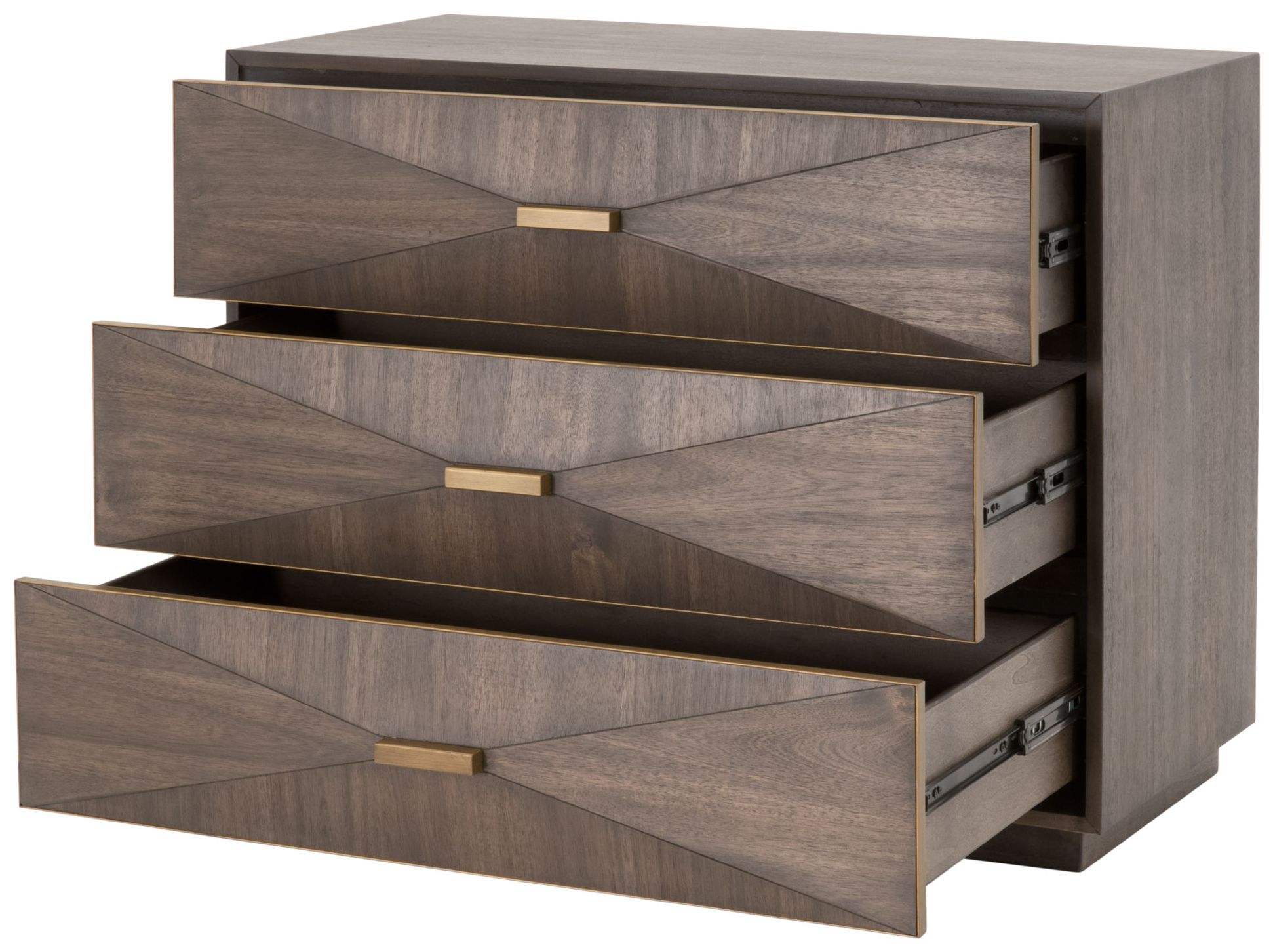 Image 5 Wynn 3-Drawer Nightstand, Burnished Brown, Brushed Gold more views