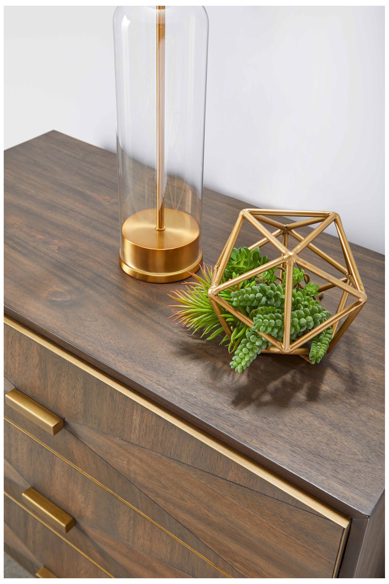 Image 7 Wynn 3-Drawer Nightstand, Burnished Brown, Brushed Gold more views