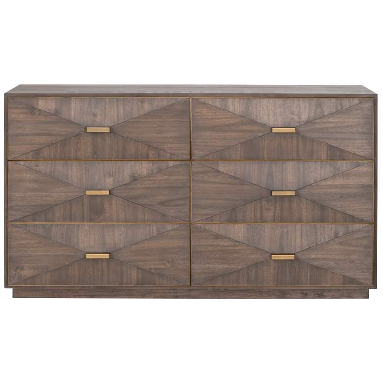Image 1 Wynn 6-Drawer Double Dresser, Burnished Brown, Brushed Gold