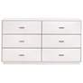 Wynn 6-Drawer Double Dresser, Pearl Shagreen, Brushed Stainless Steel