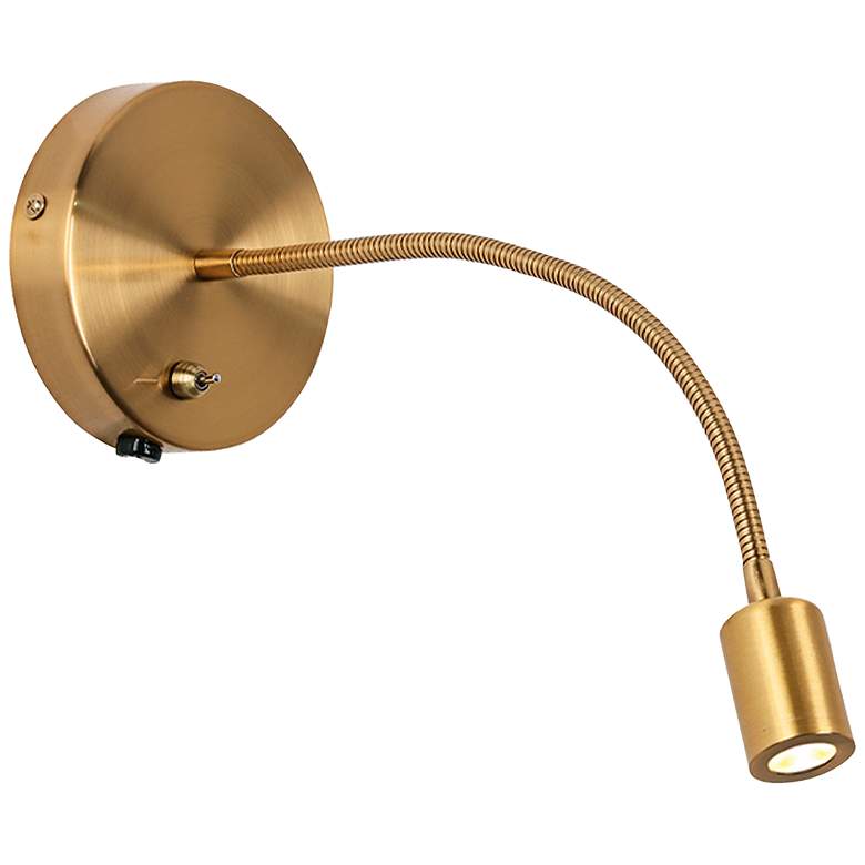 Image 1 Wynne 4 1/2" High Aged Brass Gooseneck LED Wall Sconce