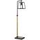 Wynne Black and Faux Wood Grain Floor Lamp