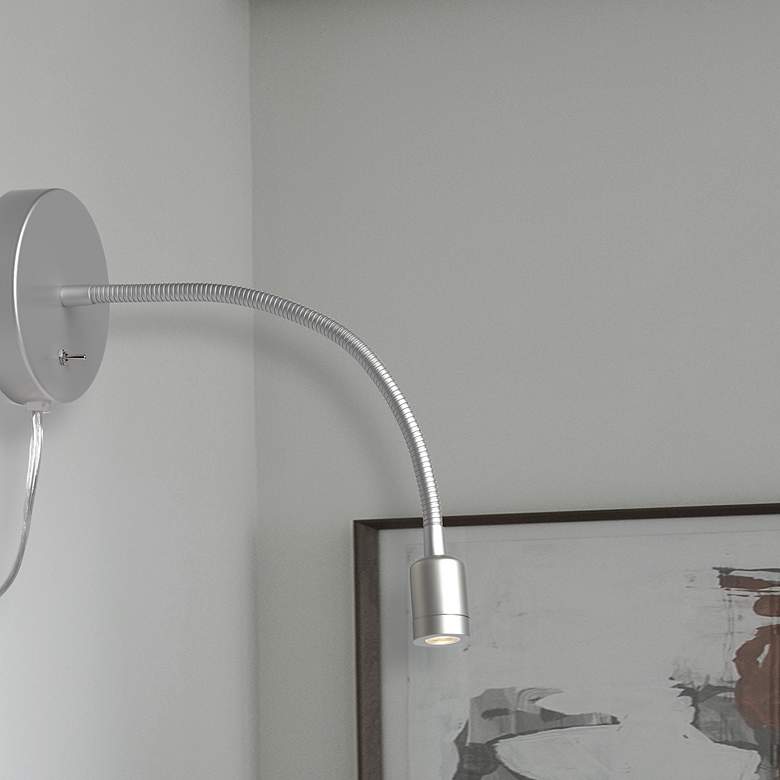 Image 2 Wynne Silver LED Adjustable Gooseneck Arm Wall Lamp more views