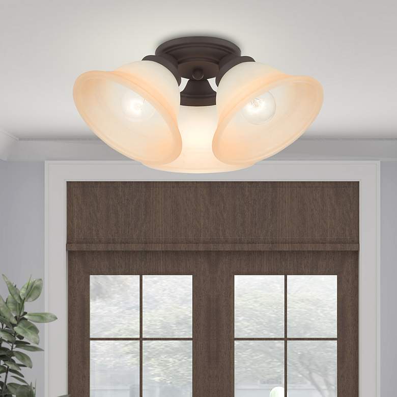 Image 1 Wynnewood 3 Light Bronze Flush Mount