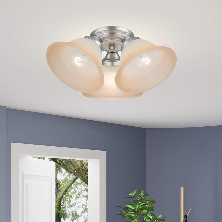 Image 1 Wynnewood 3 Light Painted Satin Nickel Flush Mount
