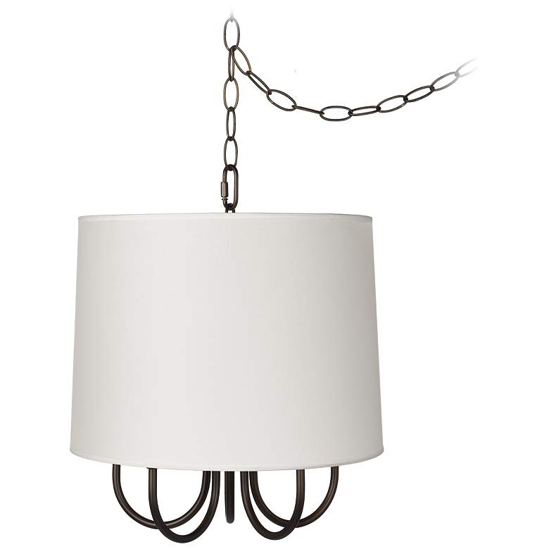 Image 1 Wynwood 14 inch Wide Swag Chandelier with White Drum Shade