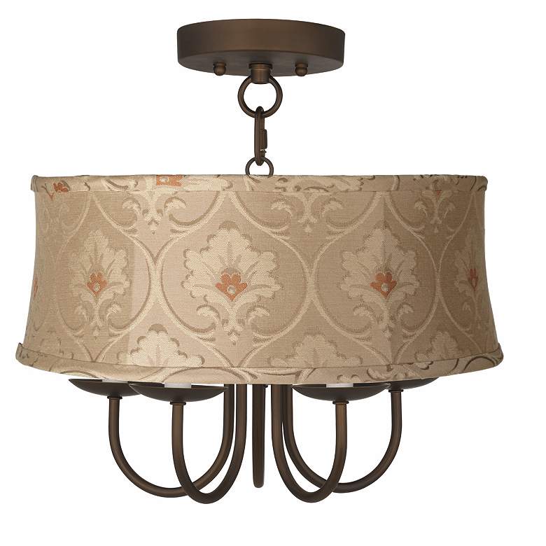 Image 1 Wynwood 16 inch Wide Ceiling Light with Taupe Floral Shade