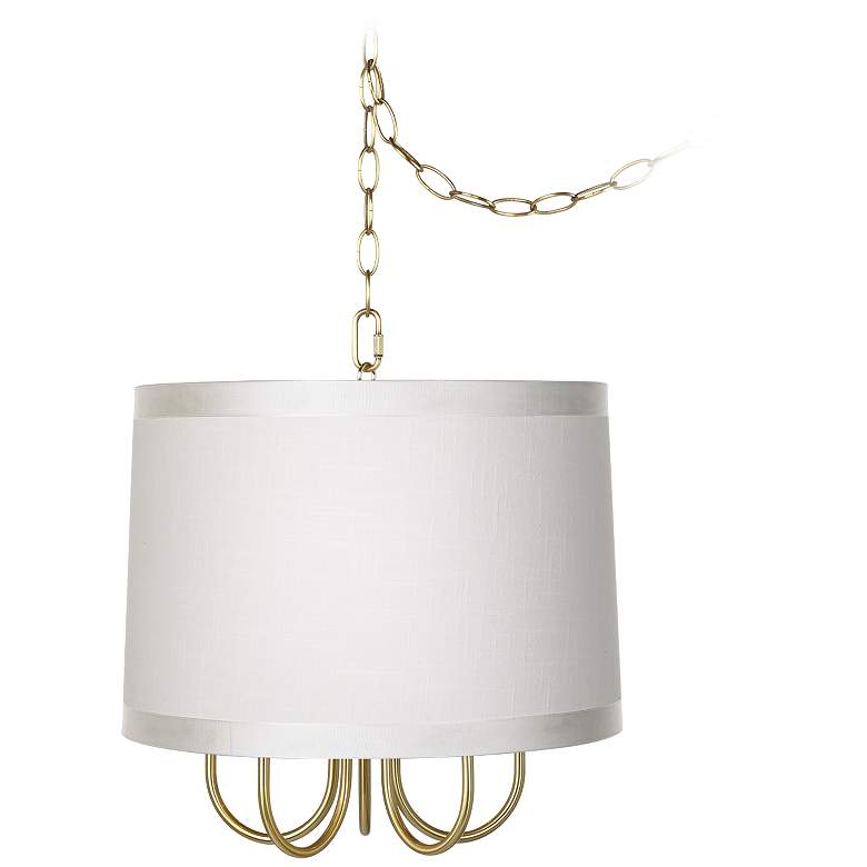 Image 1 Wynwood Gold 16 inch Wide Off-White Mini Swag Chandelier