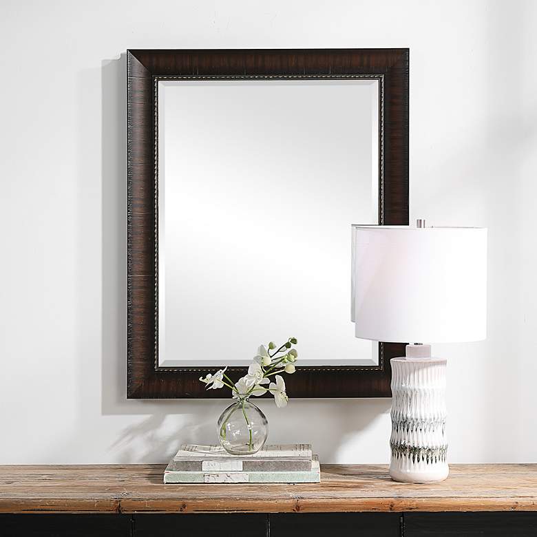 Image 1 Wythe Woodtones 27 1/2 inch x 33 1/2 inch Rectangular Wall Mirror