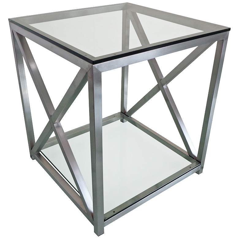 Image 1 X-Factor 21 inch Wide Glass and Stainless Steel End Table