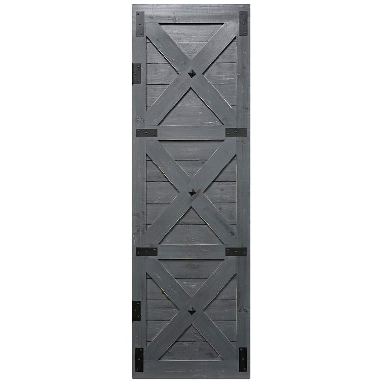 Image 1 X-Frame Barn Door 71 inch High Semi-Gloss Gray Wood Wall Art