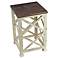 X Pattern Distressed Wood Square Side Table