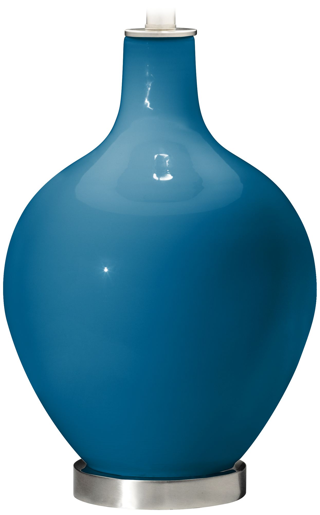 Color Plus Ovo 28 1/2" Bold Stripe Shade Mykonos Blue Table Lamp