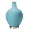 Color Plus Ovo 28 1/2&quot; Burlap and Nautilus  Blue Glass Table Lamp