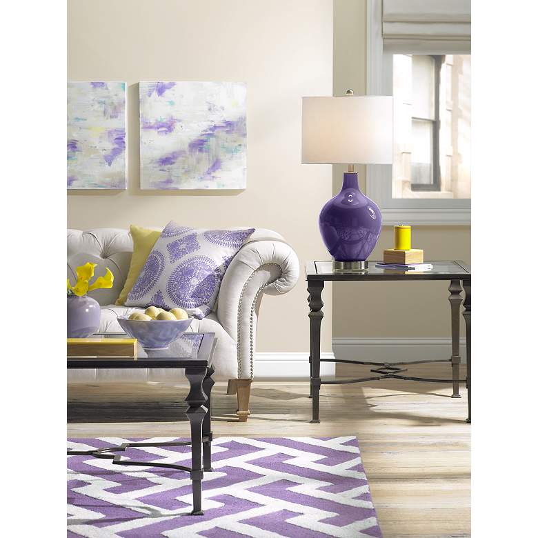 Image 1 Color Plus Ovo 28 1/2 inch High Izmir Purple Glass Table Lamp in scene