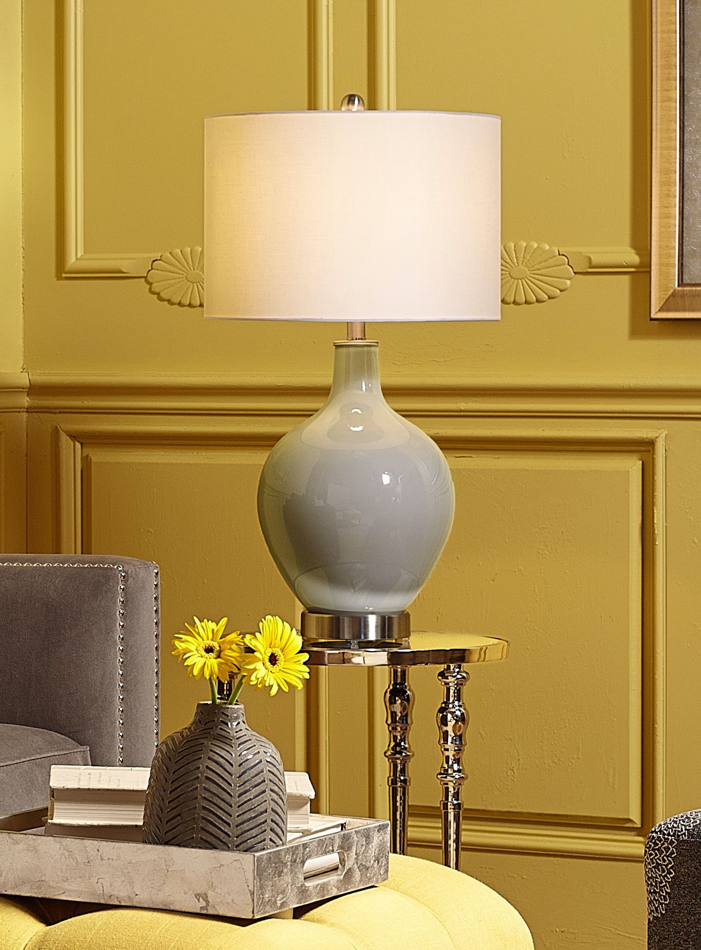 Image 1 Color Plus Ovo 28 1/2" Modern Glass Swanky Gray Table Lamp in scene