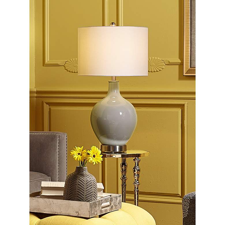 Image 1 Color Plus Ovo 28 1/2 inch Modern Glass Swanky Gray Table Lamp in scene