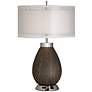 X4159 - Warm Gray Glazed Ceramic Table Lamp w/ Clay Shade
