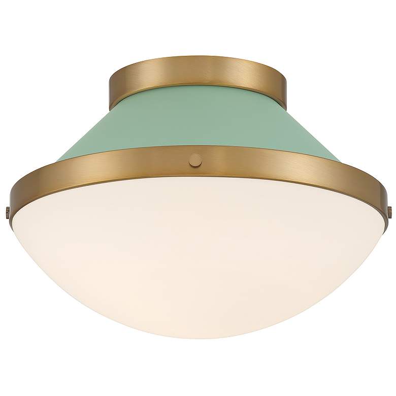 Image 2 Xander 1 Light Vibrant Gold + Green Flush Mount
