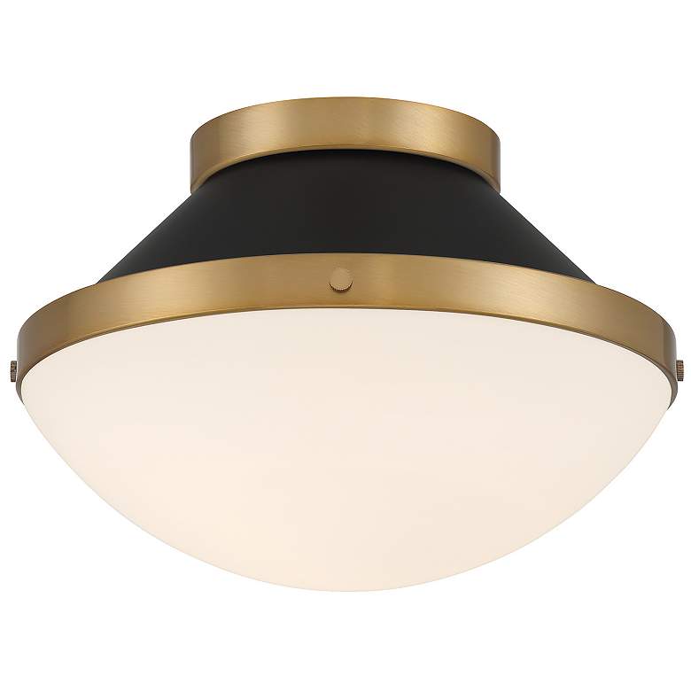 Image 2 Xander 1 Light Vibrant Gold + Matte Black Flush Mount