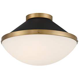 Image2 of Xander 16 1/4" Wide Matte Black and Gold Ceiling Light