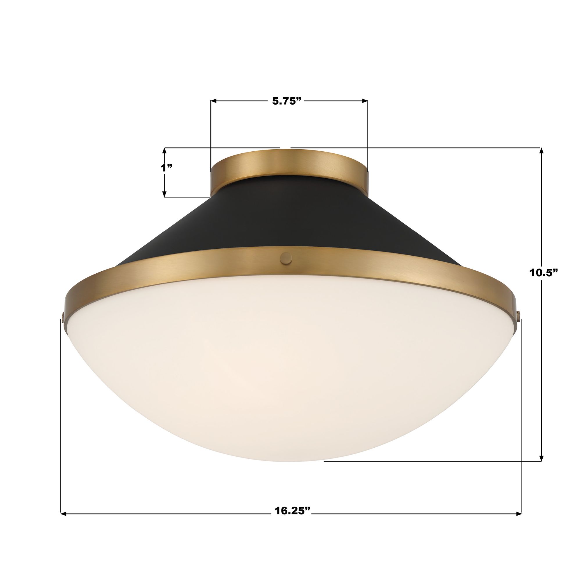 Xander 16 1/4" Wide Matte Black and Gold Ceiling Light