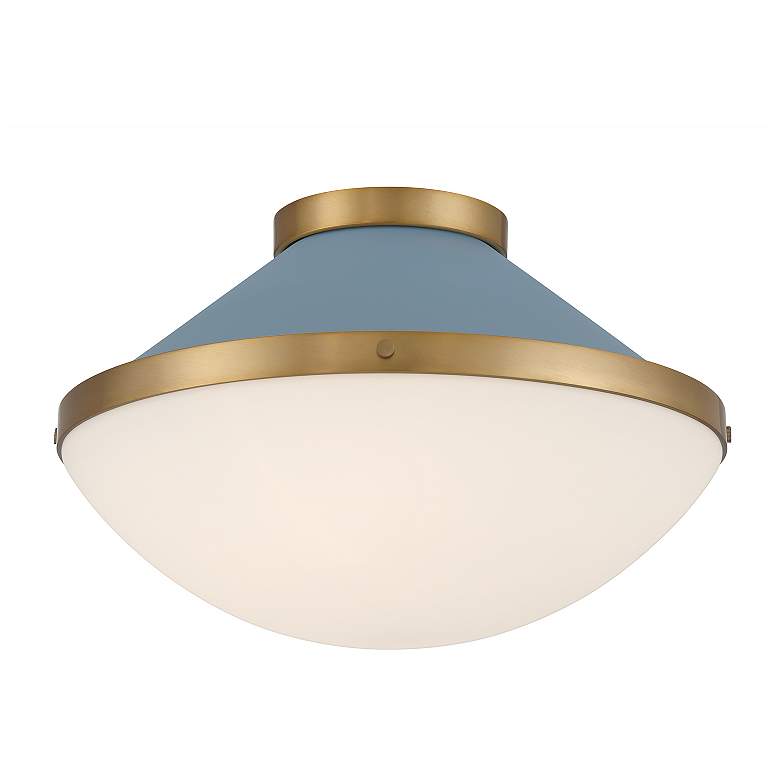 Image 2 Xander 2 Light Vibrant Gold + Blue Flush Mount