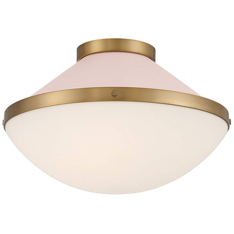 Image 2 Xander 2 Light Vibrant Gold + Blush Flush Mount