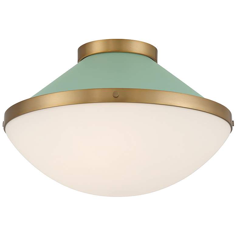 Image 2 Xander 2 Light Vibrant Gold + Green Flush Mount