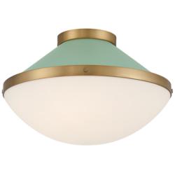 Xander 2 Light Vibrant Gold + Green Flush Mount