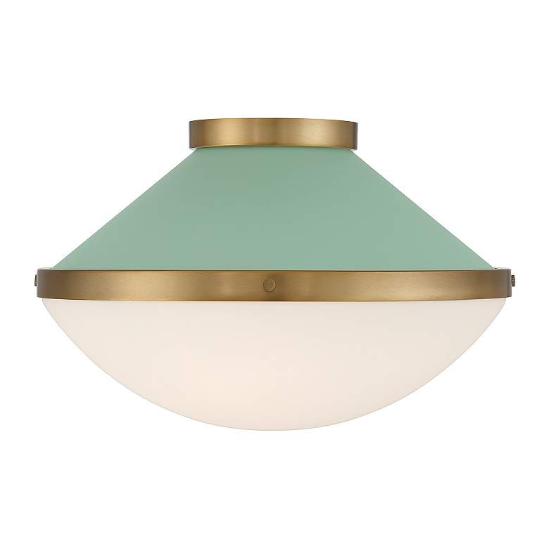 Image 4 Xander 2 Light Vibrant Gold + Green Flush Mount more views