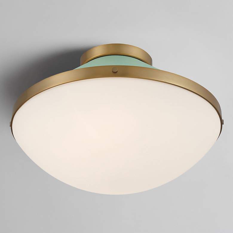 Image 7 Xander 2 Light Vibrant Gold + Green Flush Mount more views