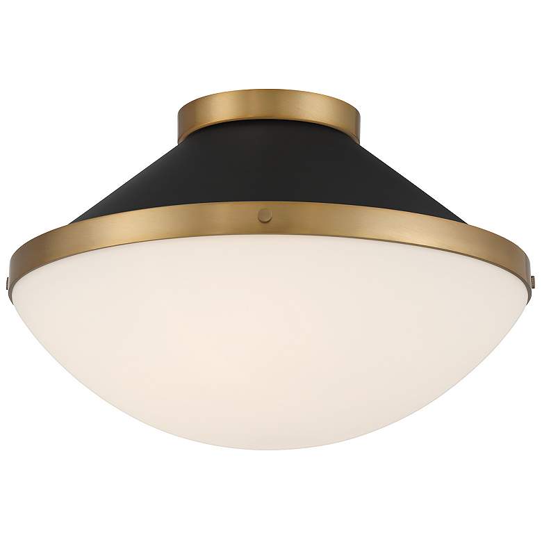 Image 2 Xander 2 Light Vibrant Gold + Matte Black Flush Mount