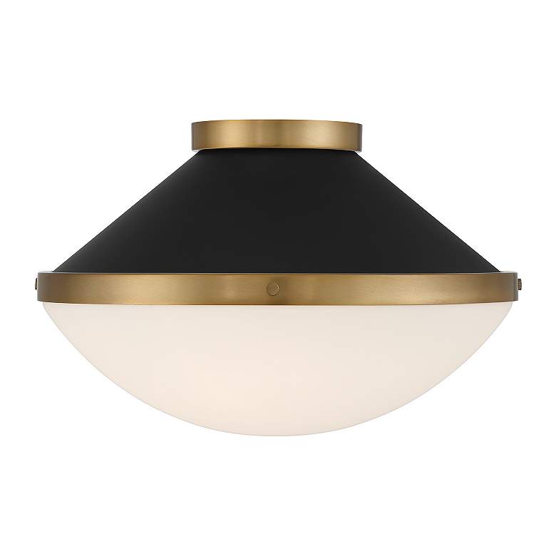 Image 4 Xander 2 Light Vibrant Gold + Matte Black Flush Mount more views