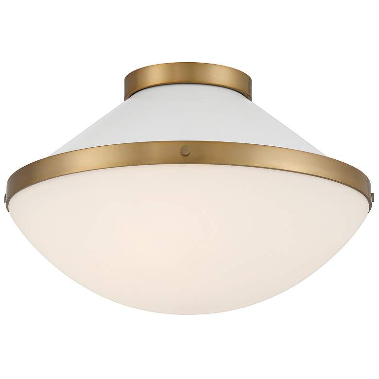 Image 2 Xander 2 Light Vibrant Gold + White Flush Mount