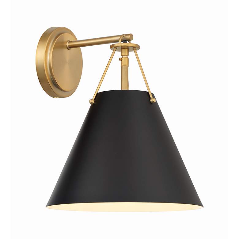 Image 2 Xavier 12 1/2" High Vibrant Gold and Black Wall Sconce more views