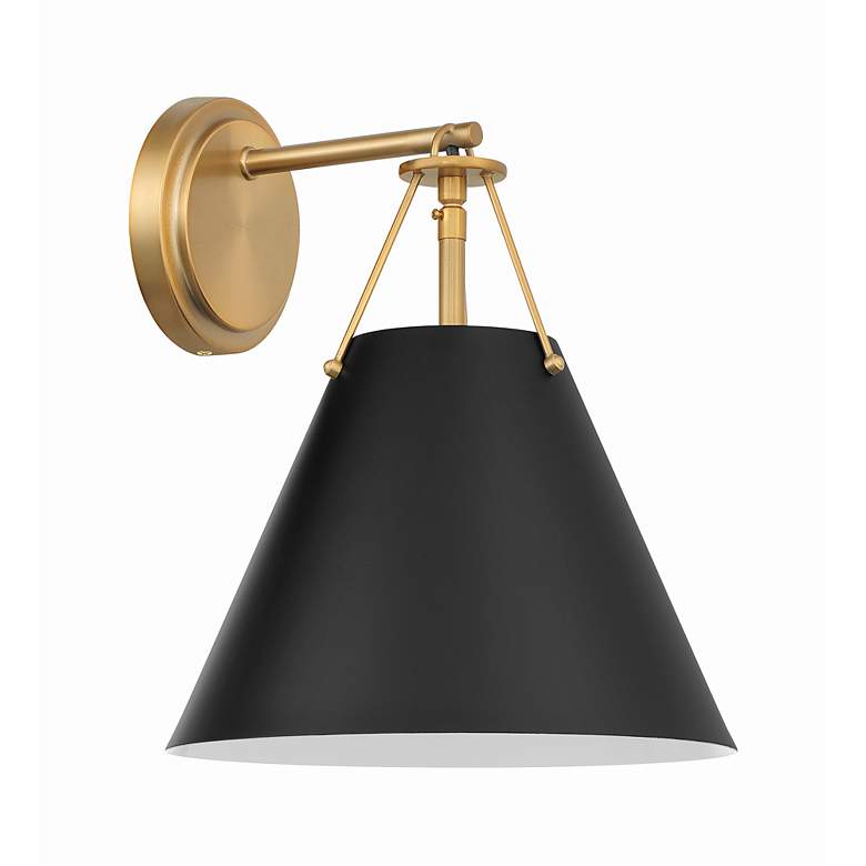 Image 3 Xavier 12 1/2" High Vibrant Gold and Black Wall Sconce more views
