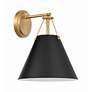 3_Xavier 12 1/2" High Vibrant Gold and Black Wall Sconce more views