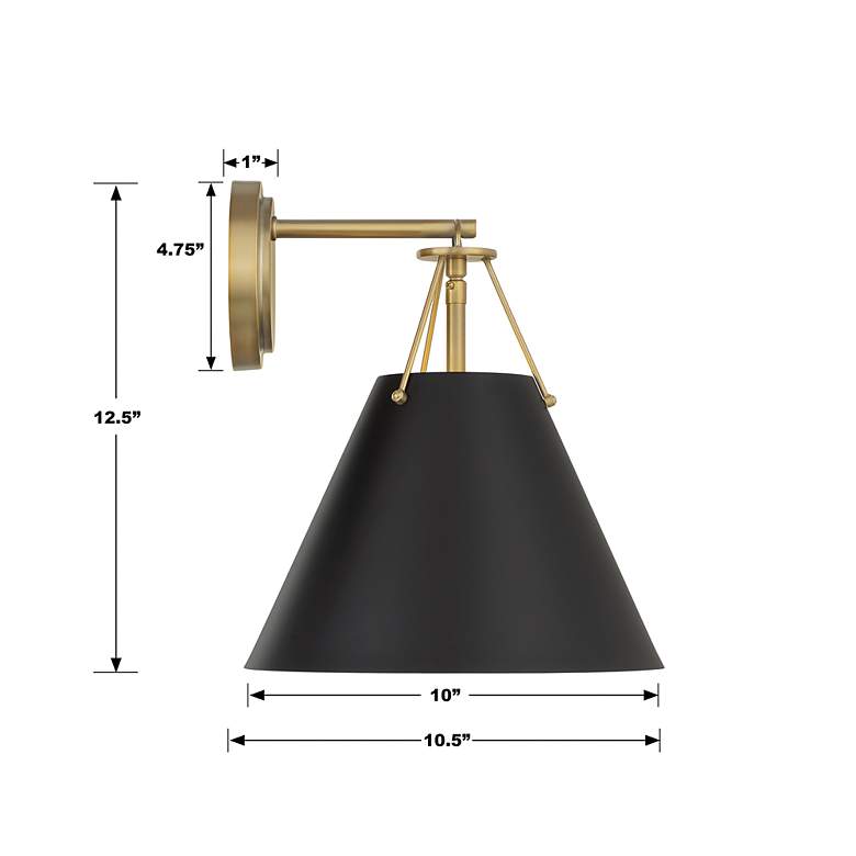 Image 5 Xavier 12 1/2" High Vibrant Gold and Black Wall Sconce more views