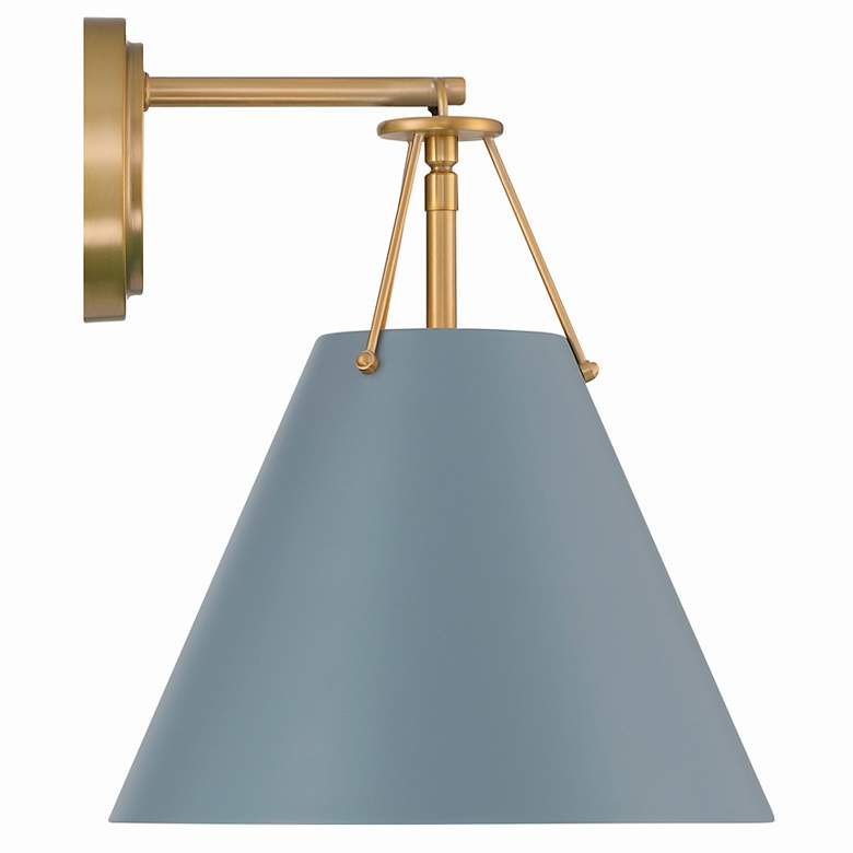 Image 2 Xavier 12 1/2" High Vibrant Gold Wall Sconce with Blue Shade