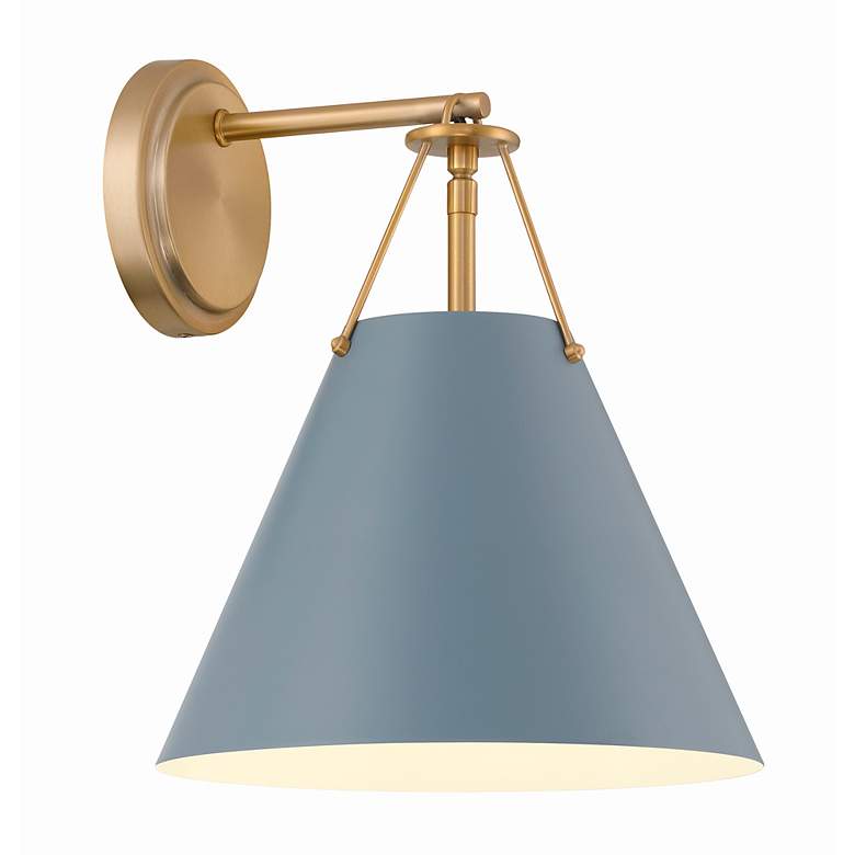 Image 3 Xavier 12 1/2" High Vibrant Gold Wall Sconce with Blue Shade more views